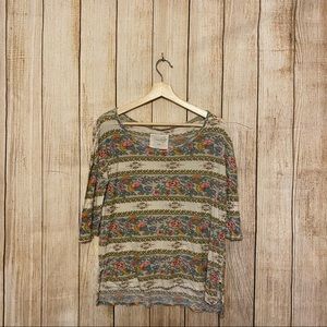 We The Free People Floral & Aztec Knit Pocketed Blouse Women’s Size Small